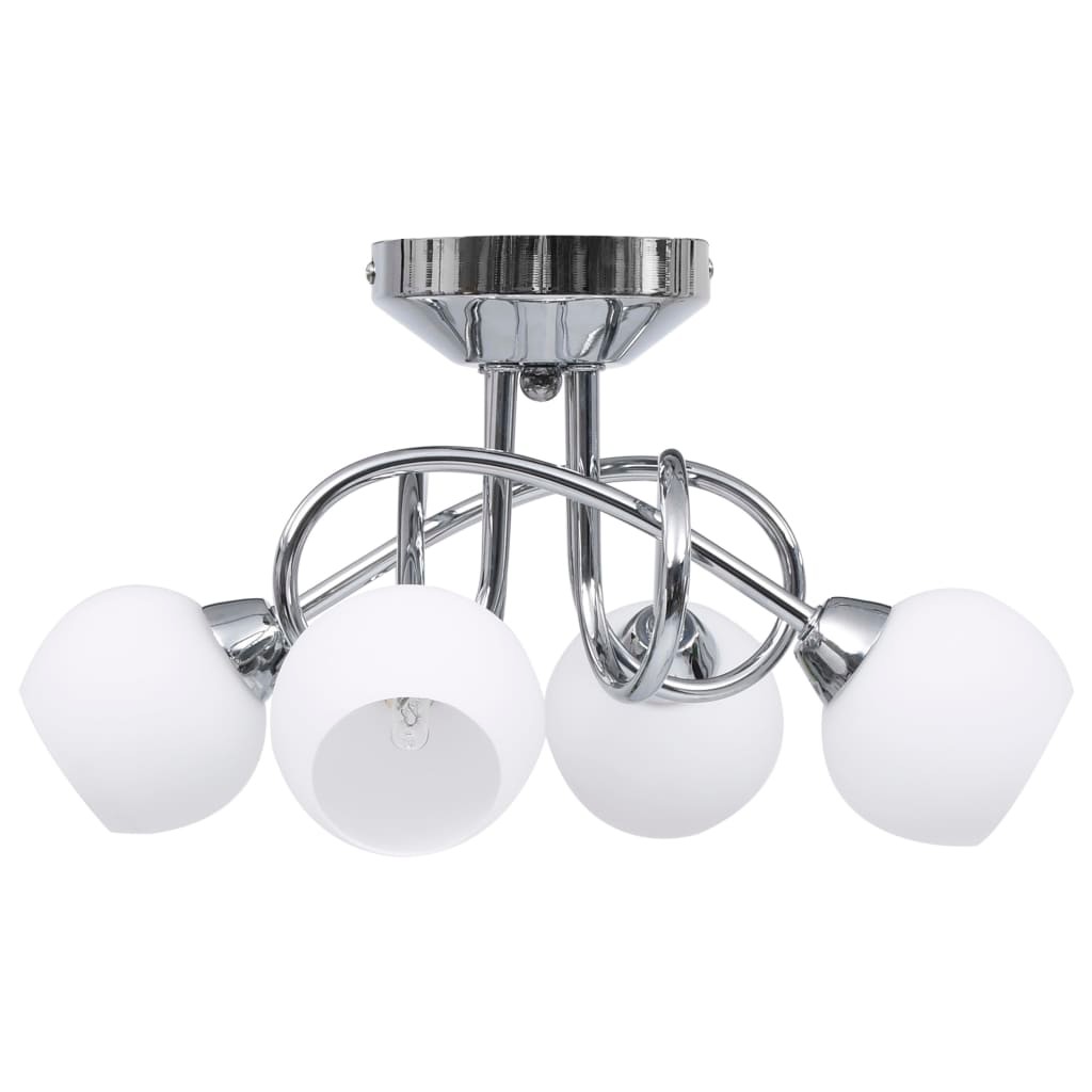 Ceiling Lamp with Round White Ceramic Shades for 4 G9 Bulbs